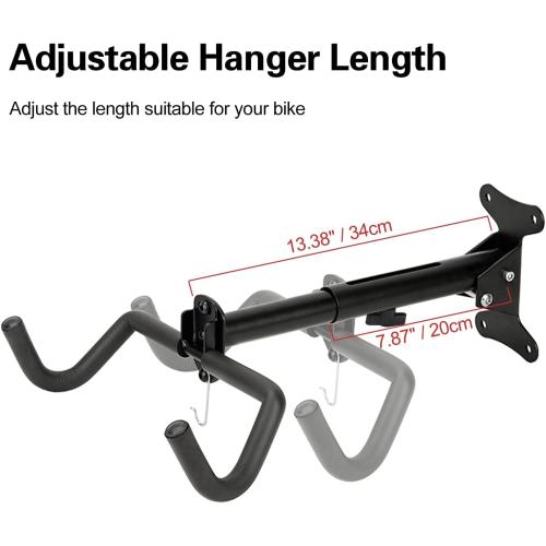 Cyfie Bike Wall Mount Garage Rack Hanger, Adjustable Horizontal Bicycle Garage Storage Hooks Indoor Bike Hook Holder for Haning Mountain Road Hybrid Bike in Apartment (2 Pack)