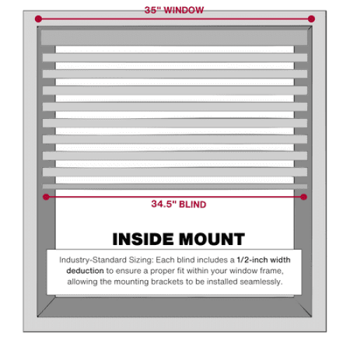 Lotus & Windoware Cordless 1 Vinyl Mini Blind Light Filtering Horizontal Blind, 35 Width x 60 Length, White, Smooth