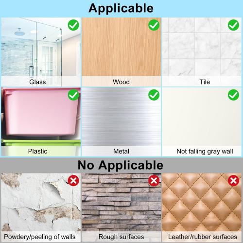 vivinin 15 Pack Shower Caddy Adhesive Replacement, Shower Shelf Adhesive No Drilling, Adhesive Hooks for Showe Caddy, Soap Holder, and Kitchen Racks