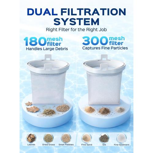 2026 Upgraded Cordless Handheld Pool Vacuum for Above Ground Pool, Rechargeable Small Pool Vacuum with Telescopic Pole, 60 Min Runtime, 14.1 GPM Suction, for Hot Tubs & Spas, Frost
