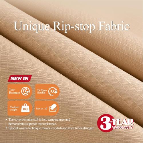 WJ-X3 Round Patio Furniture Cover, 62 D x 31 H, Beige & Coffee