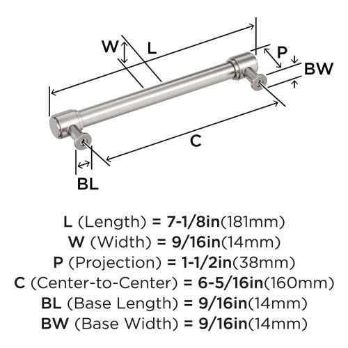 Faircrest 6-5/16 in. (160mm) Center-to-Center Satin Nickel Bar Cabinet Pull
