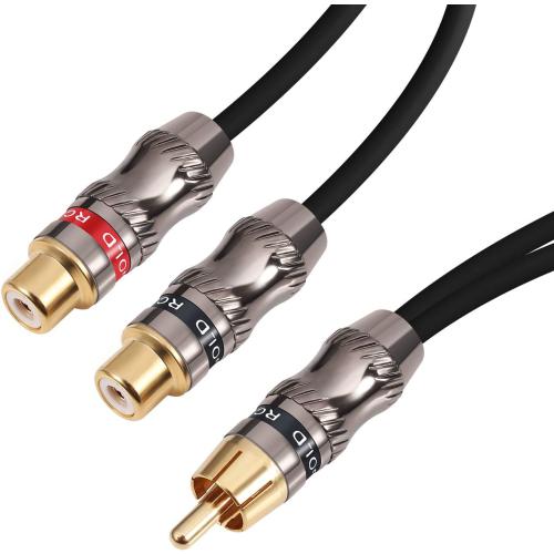 RCA Splitter, RCA 1 Male to 2 Female Cable Adapter, Stereo Audio RCA Y-Cable Heavy Duty, subwoofer Splitter Gold Plated 10 (25 cm)