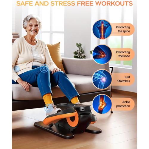 Under Desk Elliptical Machine, Ellipse Leg Exerciser as Seen on Tv for Seniors Adults with 12 Adjustable Speed, Quiet & Portable Seated Pedal Exerciser with Remote Control & Non-Slip Foot Straps