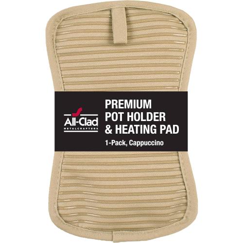 Set of 2 Size 10x6.25 Color beige All-Clad Premium Pot Holder & Hot Pad: Heat Resistant to 500 Degrees - 100% Cotton, 10x6.25 Hot Pad for Kitchen and Barbeque, , Cappuccino
