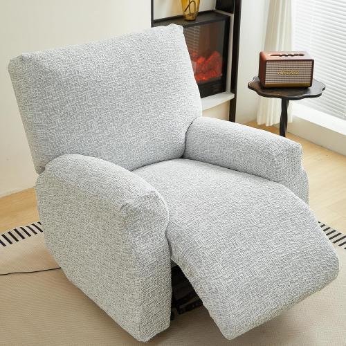 vctops Rustic Linen Look Recliner Chair Covers Washable, 4 Pieces Soft Chenille Recliner Cover, Anti Slip Stretch Couch Cover Sofa Slipcovers Furniture Protector for Dog,Kids (Light Grey,1 Seater)