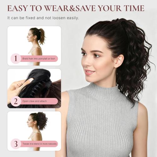12 Inch Ponytail Extension, Curly Pony Tails Hair Extensions, Claw Clip