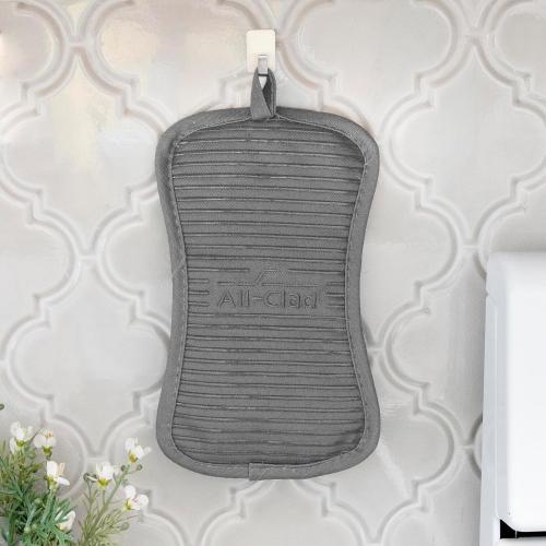 Set of 2 Color Grey All-Clad Premium Pot Holder & Heating Pad, (2-Pack) Heat Resistant to 500 Degrees, 100% Cotton 10x6.25 for Kitchen and Barbeque, Pewter