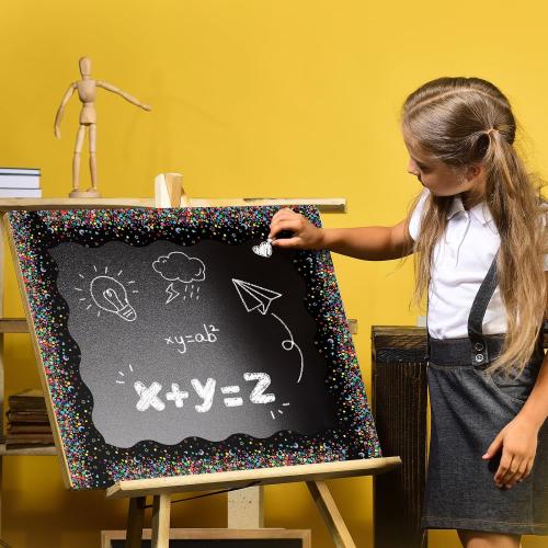 Capoda 24 Pcs Confetti Magnetic Borders for Bulletin Board Classroom Black Boarder Trim Whiteboard Blackboard Decorations Scalloped Strips Decor Chalkboard Office Home Elementary Kindergarten