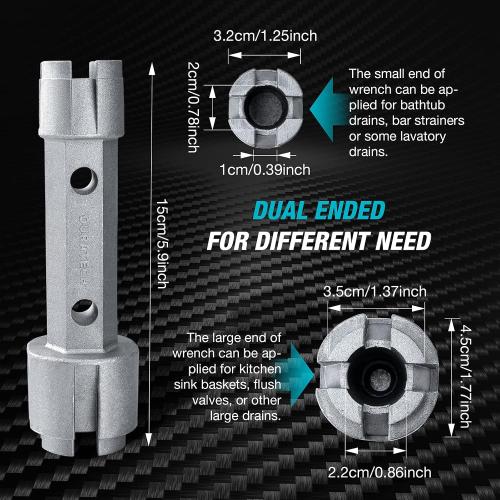DURATECH Tub Drain Remover Wrench for Bath and Shower Drains