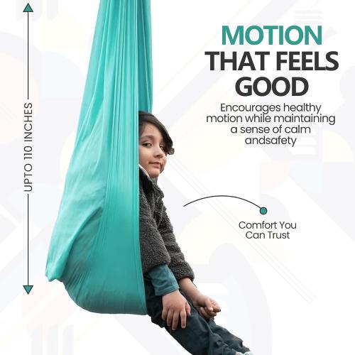 COLOR LIGHT BLUE ❗❗Sensory Swing for Kids & Adults - Holds 300lbs, Indoor Outdoor Sensory Swing for Hug Like Calming Effect