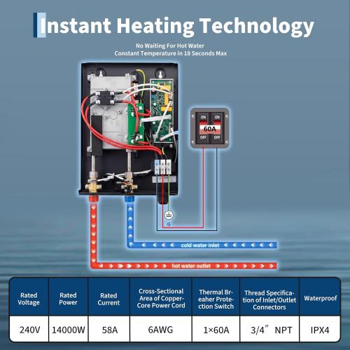 Garvee 14kW Electric Tankless Water Heater 240V Digital Instant Hot Water