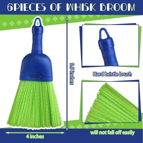Domensi 6 Pcs Whisk Broom Poly Fiber Hand Brush with Hang Hole Car Cleaning