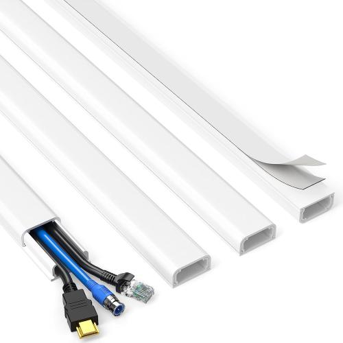 4 - Cord Hider, Cord on Wall, Paintable Cable Hider Wire Covers for Cords, Easier Setup Wire Hiders for TV on Wall, Cable Cover Management to Hide Wires, White