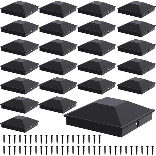 Goovilla 4x4 Post Caps Black(Actual 3.5 x 3.5), 24 Pack with 48 Screws