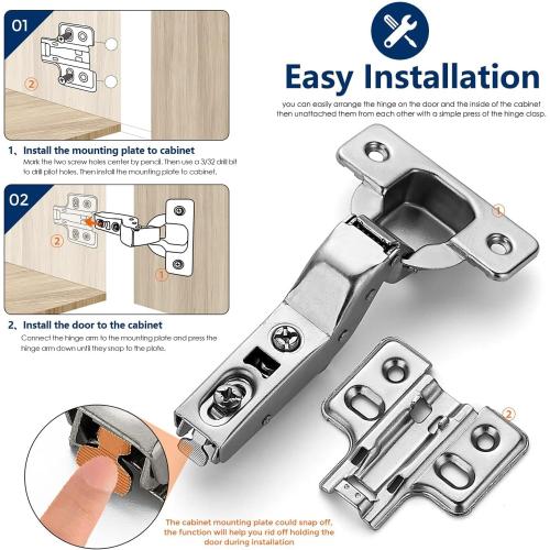Ravinte European Kitchen Cabinet Hinges, Soft Close, Insert, 4 Pack