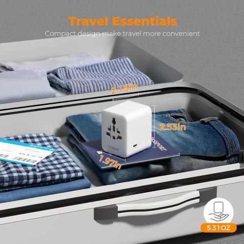 TESSAN Universal Travel Adapter 28W, International Power Adapter