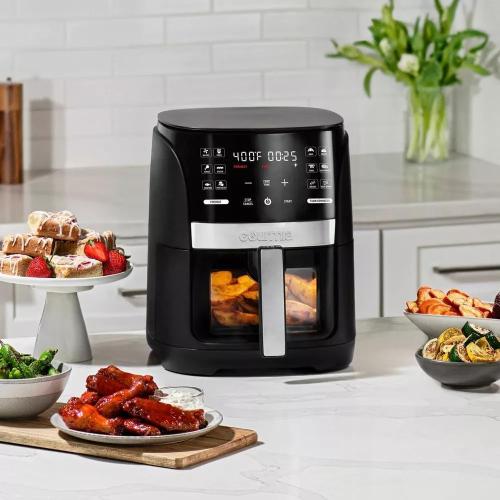 Gourmias 6 Qt Digital Window Air Fryer With 12 Presets, Guided Cooking, Touch Controls & Viewing Window – Oil-Free Frying, Easy Clean, Black