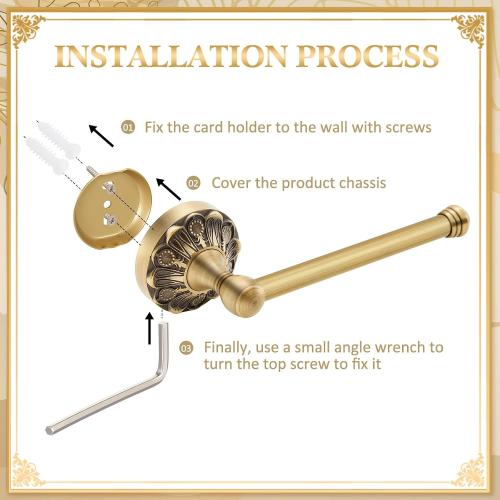 2 Pcs Toilet Paper Holder Towel Ring, Brass, Round
