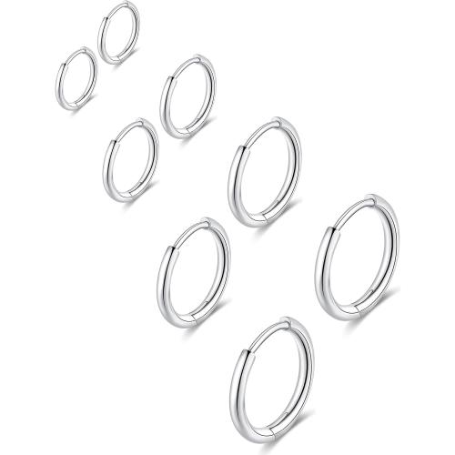 316L Surgical Stainless Steel Huggie Hoop Earrings 6mm 8mm 10mm 11mm 12mm 14mm Hypoallergenic Earrings Hoop Cartilage Helix Lobes Hinged Sleeper Earrings For Men Women