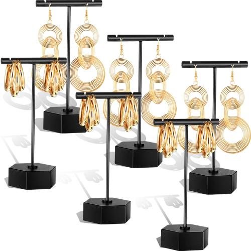 6 Pcs Metal Earring T Bar Stand, Retail Earring Display Stand Holder Black