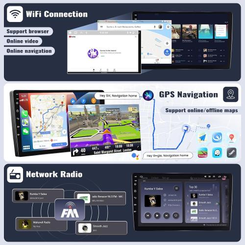SIXWIN 6G 128G Android Car Stereo for BMW Mini Clubman/Mini Cooper 2007-2013 9 Inch Touch Screen with CarPlay Android Auto Bluetooth Weather Forecast 59UI GPS Navigation WiFi Network Radio 32EQ