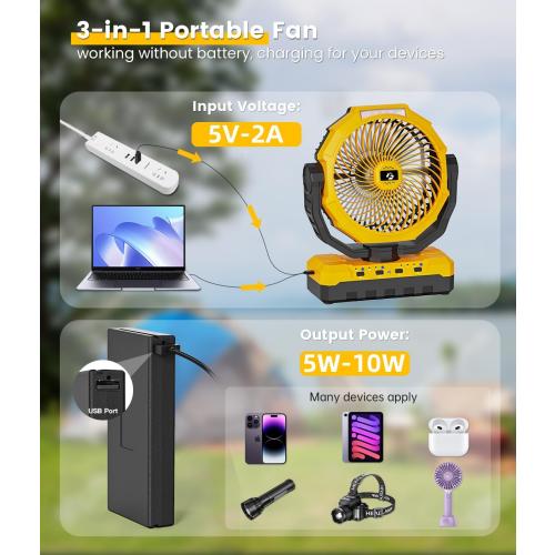 36000mAh Camping Fan,120H Rechargeable Fan Portable with Detachable Battery