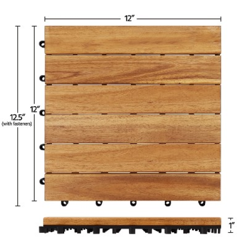 Yaheetech Pack of 27 Interlocking Wood Flooring Tiles, Natural Wood-Stripe