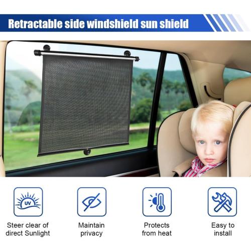 2PCS 18×14 Car Side Window Sun Shade for Baby/Kids, Black