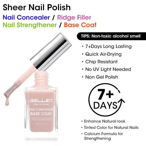 GELLEN 4-In-1 Illuminating Nail Concealer Base Coat Nail Polish, No HEMA