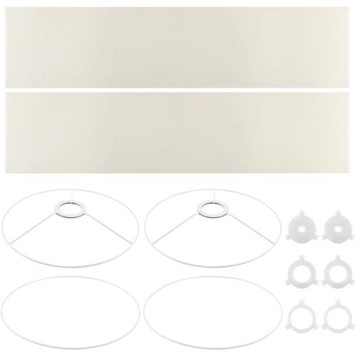 White Small Drum Lamp Shades Set of 2, Linen Spider Fitter Shades