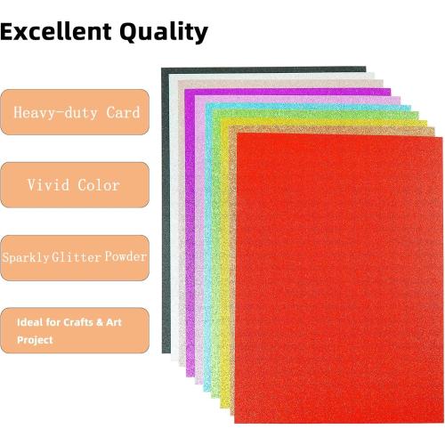 20 Sheets Black Glitter Cardstock 8.5 x 11 Inches