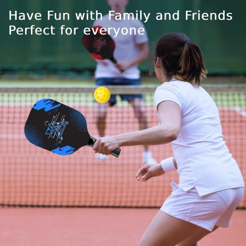 Pickleball Paddles Set of 4, Wood Pickleball Set with Comfort Grip | 4 Cooling Towels, 4 Pickleball Balls & Carry Bag. Cushion Grip Wood Paddle Set for Men, Women, Beginners