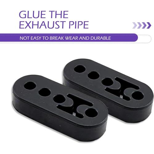 2 PCS Rubber Exhaust Hangers, 4 Holes Adjustable Muffler Hanger, Universal Muffler Exhaust Hanger System, Heavy Insulator Support Bushing Mount, Universal Tailpipe Damping Bracket (Black)