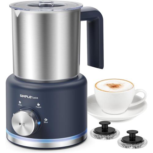 SIMPLETASTE Milk Frother, 4 in 1 Electric Milk Steamer, 16.91oz/500ml Automatic Warm and Cold Foam Frother for Coffee, Latte, Macchiato, Cappuccino, Hot Chocolate