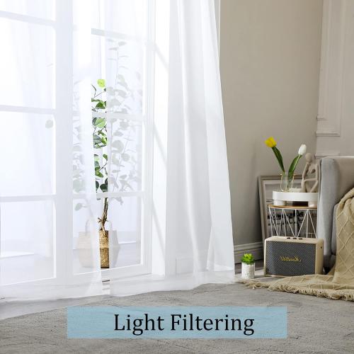 OWENIE White Sheer Curtains 96 Inches Long, Elegant Sheer Curtains for Bedroom, Window Voile Sheer Curtain Panels/Drapes/Treatment for Living Room, 2Pcs, Each 42 W x 96 L