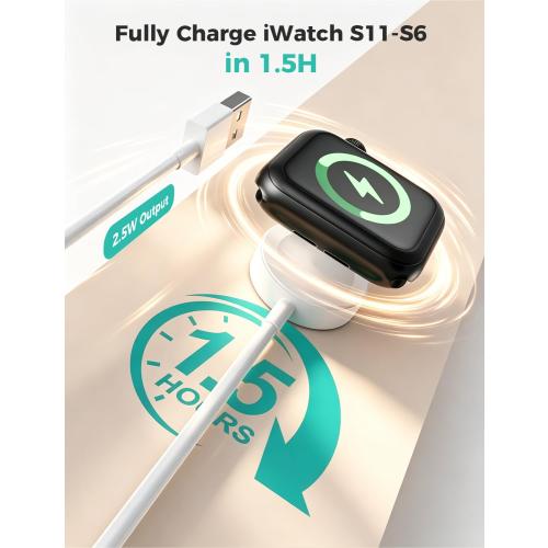 6.6FT Long for Apple Watch Charger USB Magnetic Fast Charging Cable Portable Wireless Charging Accessories Compatible with iWatch Series 11/10/9/8/7/6/5/4/3/2 Ultra 3/2/SE