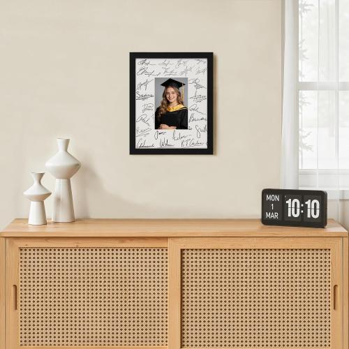 eletecpro 8x10 Signable Picture Frame with Clear Acrylic Cover, Signature Photo Frame with Mat Display 4x6 Photo for Tabletop or Wall, Wedding Guest Book Alternative, Graduation Decoration, Black