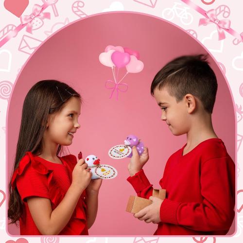 Jerify 12 Pcs 2 Inch Mini Valentine Rubber Duckies with Gift Cards Valentine's Day Heart Rubber Ducks Bath Toys for Classroom Exchange Carnival Party Favors Game Prize