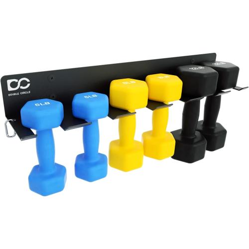 Color Black Double Circle Gym Rack Organizer, Multi-Purpose Workout Gear Wall Rack Hanger for Home and Pro Gym Storage for Exercise Bands, Jump Ropes, Chains, Lifting Belts