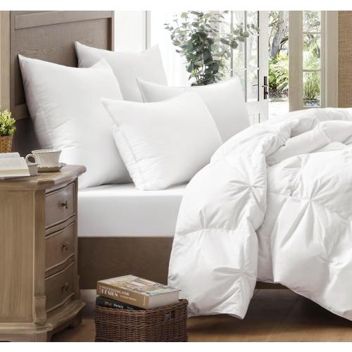 puredown® Goose Feathers and Down White Pillows with 100% Cotton Cover, Bed Sleeping Hotel Collection Pillows Set of 2, Standard Size