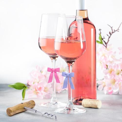 Genuine Fred TIE ONE ON Bow Drink Markers, Set of 6 Silicone Drink IDs, Easy to Clean, Reusable, Fits Most Stemware, Perfect for Parties, Bachelortte, and Gifts 2pks
