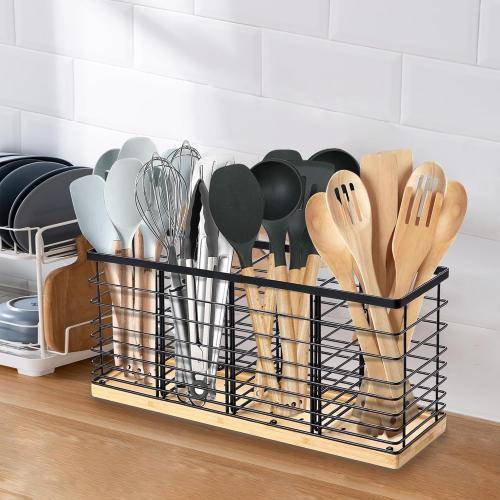 Suli Extra Large Kitchen Utensil Holder Countertop with Removable Divider