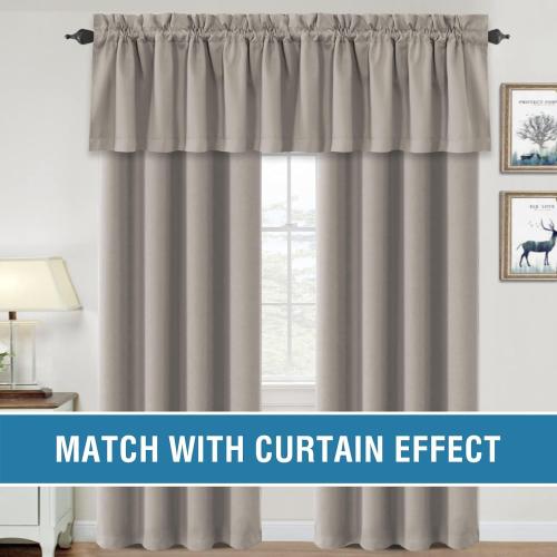 H.VERSAILTEX 100% Blackout Valances for Windows,Kitchen Window Valance Curtains for Living Room/Bedroom/Bathroom Privacy Decorative Rod Pocket Small Short Grapes 2 Pack, Warm Taupe