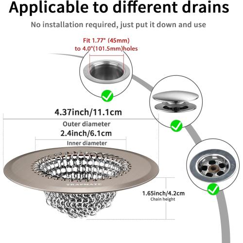 Reversible Shower Drain Hair Catcher, Prevent Clogging Bathtub Drain Cover, Fast Drainage & Easy Clean Tub Drain Hair Catcher for Regular & Pop-up Drain (Brown)