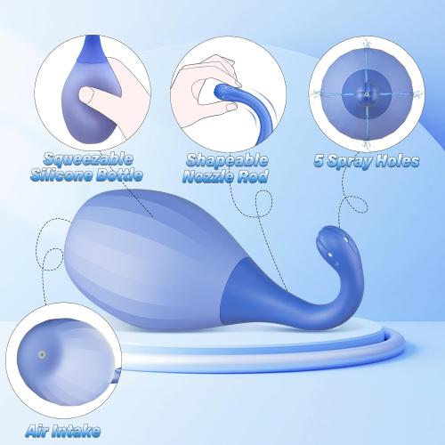 Enemas Anal Douches for Men Women - Anti Backflow Bendable Silicone Enema Bulb Kit Connectable with Shower Tube, Portable Travel Bidet Flusher Enema Douche Kit for Women Men Colon Cleanse with Lube
