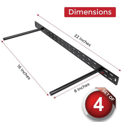Hungsmart- 4 X 22 Inch Heavy Duty Floating Shelf Bracket - Long Wall Shelves Support Hidden Floating Shelf Hardware Black Shelf Brackets Perfect for K