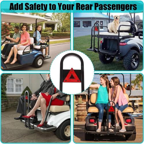 10L0L Golf Cart Rear Seat Grab Bar - Heavy Duty Safety Grab Bar w/Triangle Reflector for Rear Seat Passenger Security, Universal for Yamaha EZGO Club Car