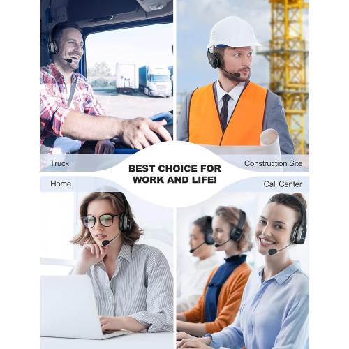 TECKNET Trucker Bluetooth Headset, AI Noise Canceling Mic, Wireless On-Ear