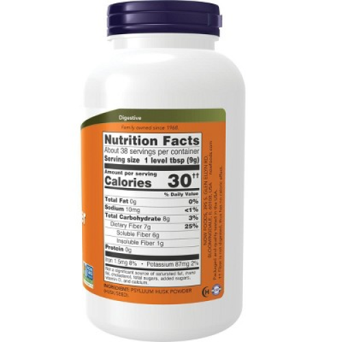 NOW Fiber Supplements Foods Psyllium Husk Powder 12 oz Pwdr